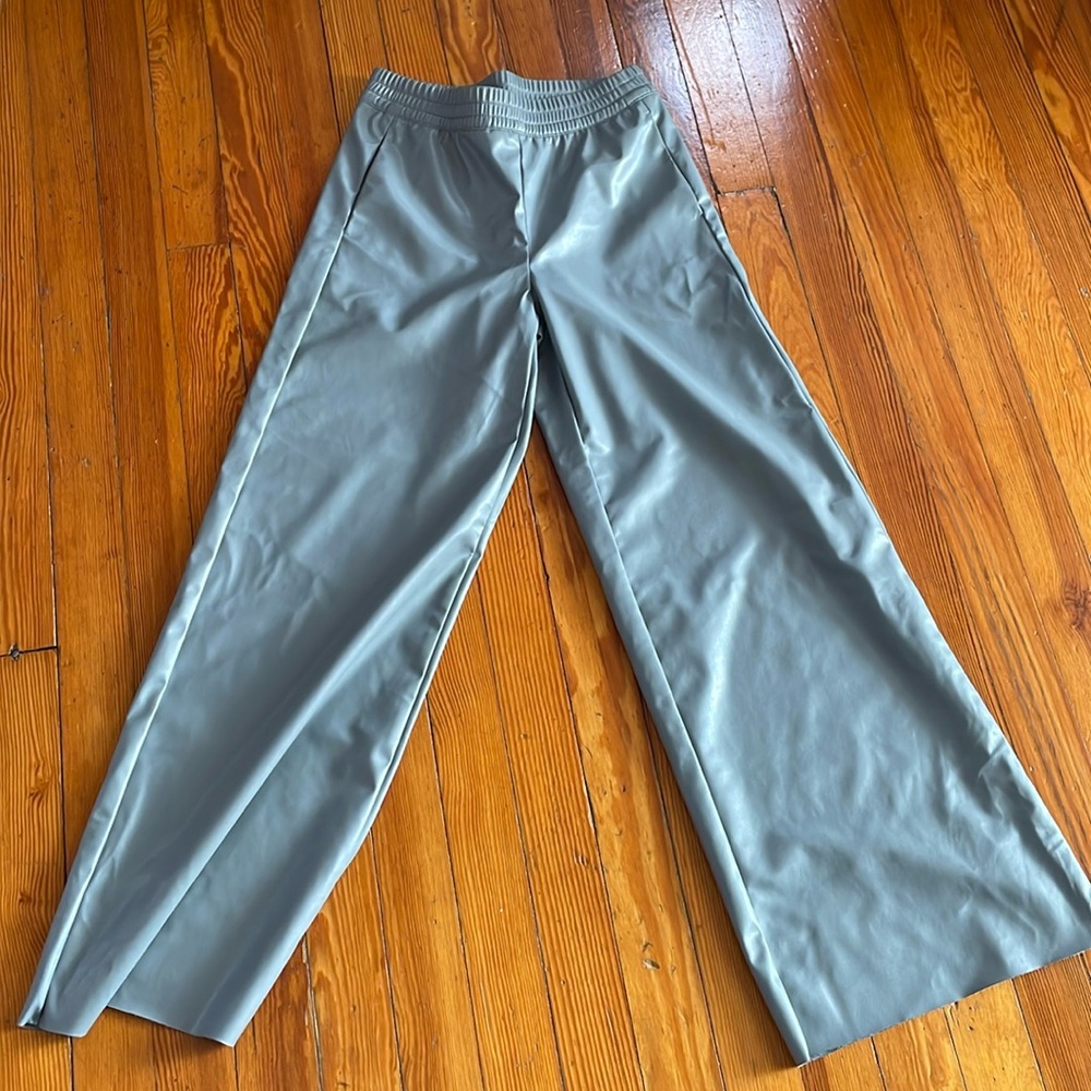 Xxs faux leather wide leg pants.